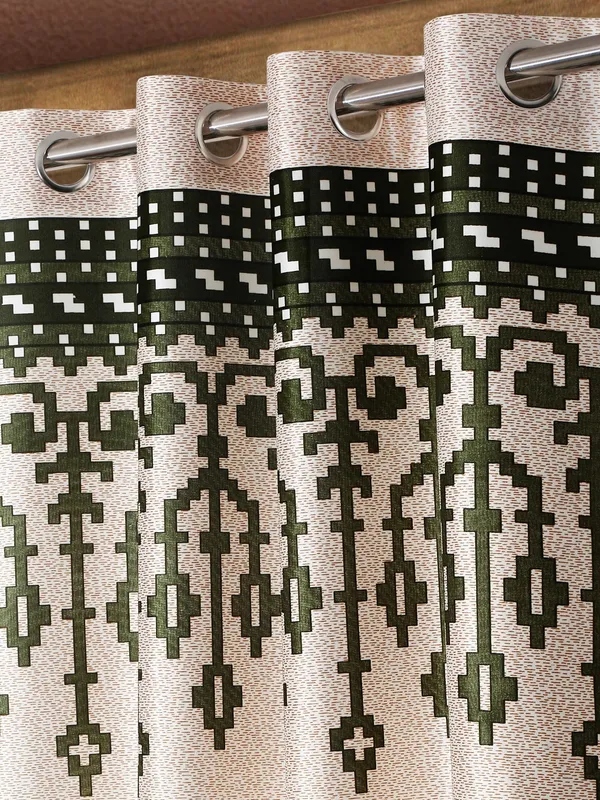 Home_Sizzler_2_Pieces_Leafy_Elegance_Panel_Eyelet_Polyester_Window_Curtains_-_5_Feet,_Green