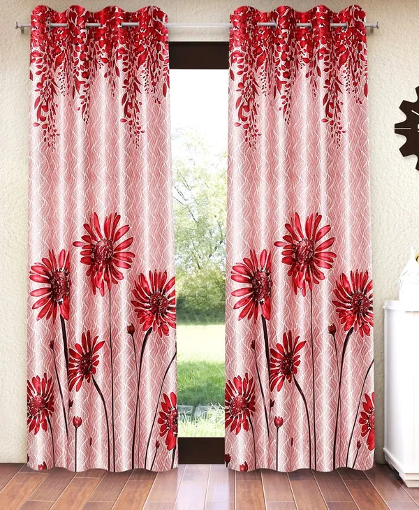 Home_Sizzler_2_Pieces_Sunflower_Panel_Eyelet_Polyester_Door_Curtains_-_7_Feet,_Maroon