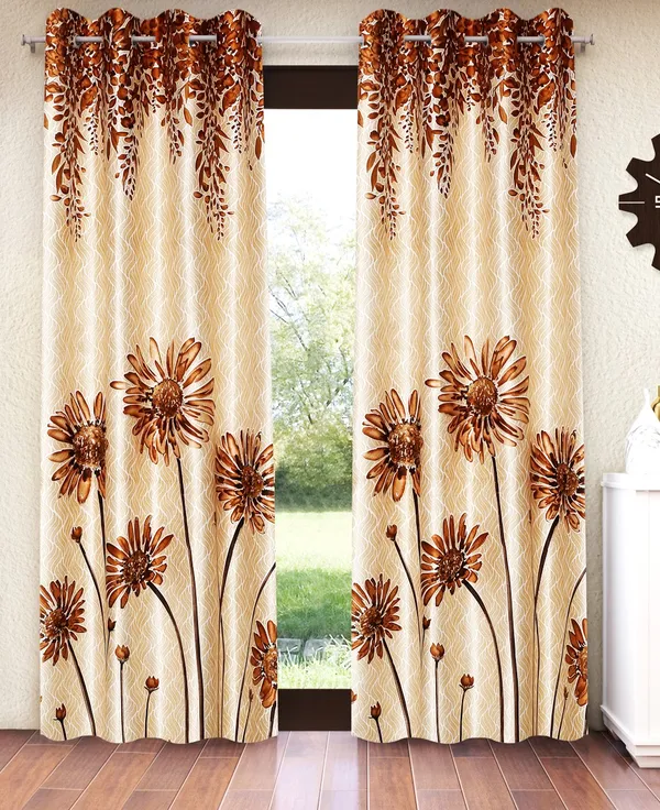 Home_Sizzler_2_Pieces_Sunflower_Panel_Eyelet_Polyester_Door_Curtains_-_7_Feet,_Gold