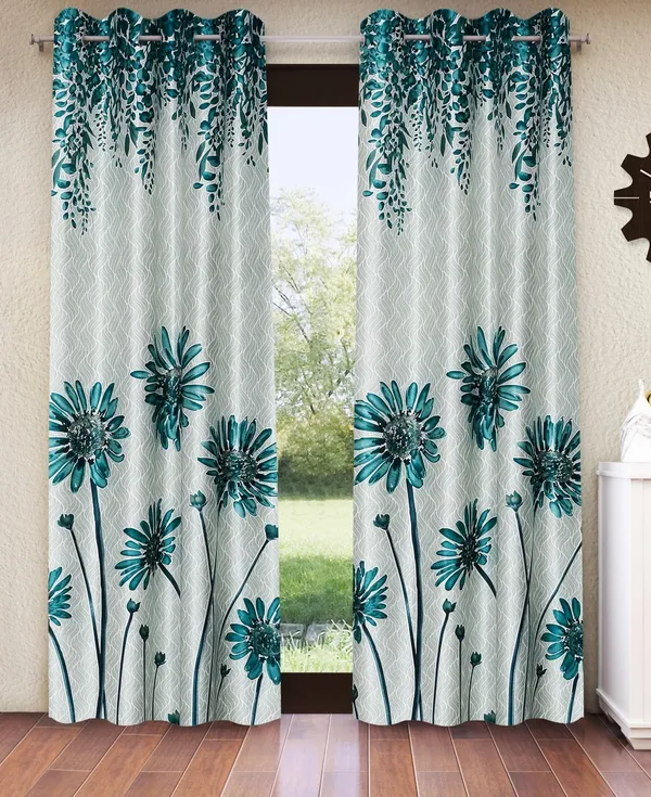 Home_Sizzler_2_Pieces_Sunflower_Panel_Eyelet_Polyester_Door_Curtains_-_7_Feet,_Turquoise_Green