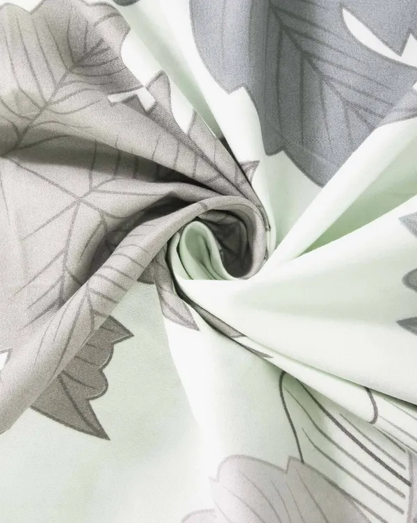 144_TC_Microfibre_Multicolor_Maple's_Leaf_Double_Bedsheet_with_2_King_Size_Pillow_Covers
