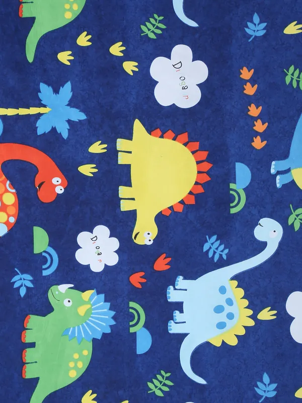 144_TC_Microfibre_Kid's_Jungle_Blue_Double_Bedsheet_with_2_King_Size_Pillow_Covers