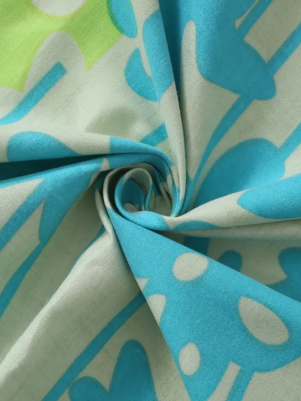 210_TC_Microfibre_Floral_Green_Double_Bedsheet_with_2_King_Size_Pillow_Covers