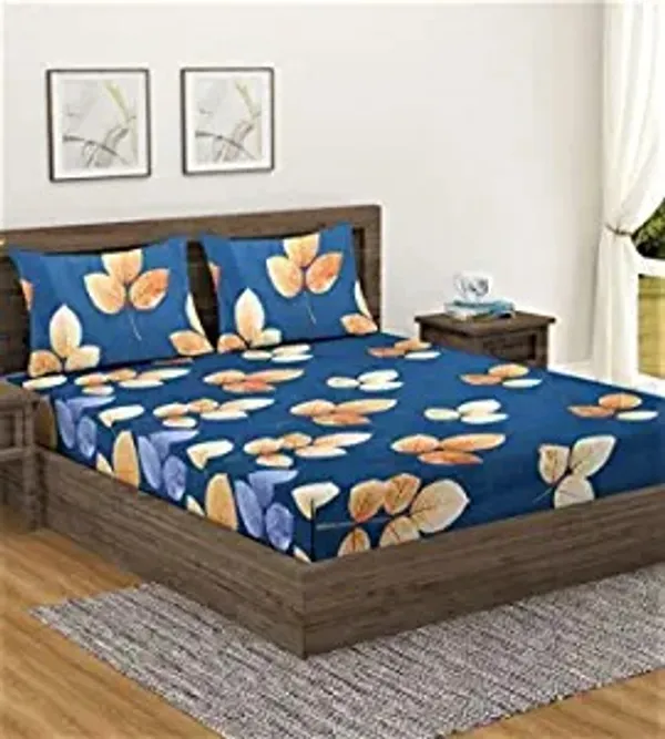 144_TC_Microfibre_Floral_Dark_Green_Double_Bedsheet_with_2_King_Size_Pillow_Covers