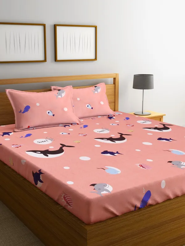 Microfibre_144TC_Kid's_Aquarium_Double_Bedsheet_With_2_King_Size_Pillow_Covers
