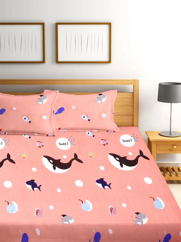 Microfibre_144TC_Kid's_Aquarium_Double_Bedsheet_With_2_King_Size_Pillow_Covers