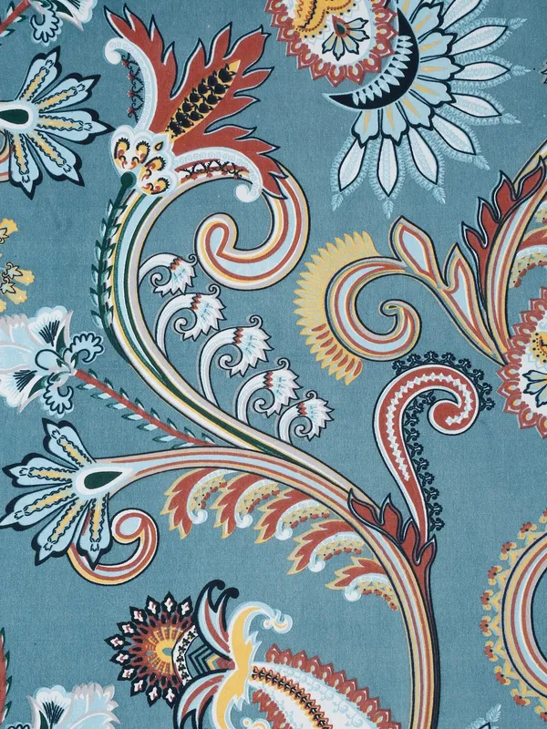144TC_Artistic_Dreams_Teal_Blue_Double_Bedsheet_with_2_King_Size_Pillow_Covers