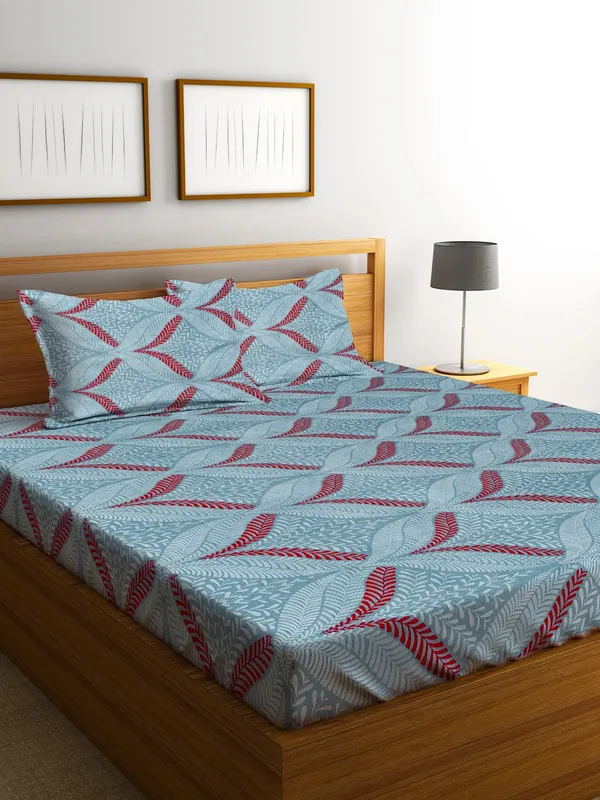 144TC_Vibrant_Vines_Baby_Blue_Double_Bedsheet_with_2_King_Size_Pillow_Covers