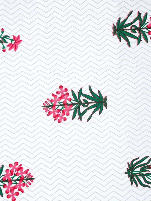210TC_Microfibre_Handblock_Print_Green_Floral_Double_Bedsheet_with_2_King_Size_Pillow_Cover