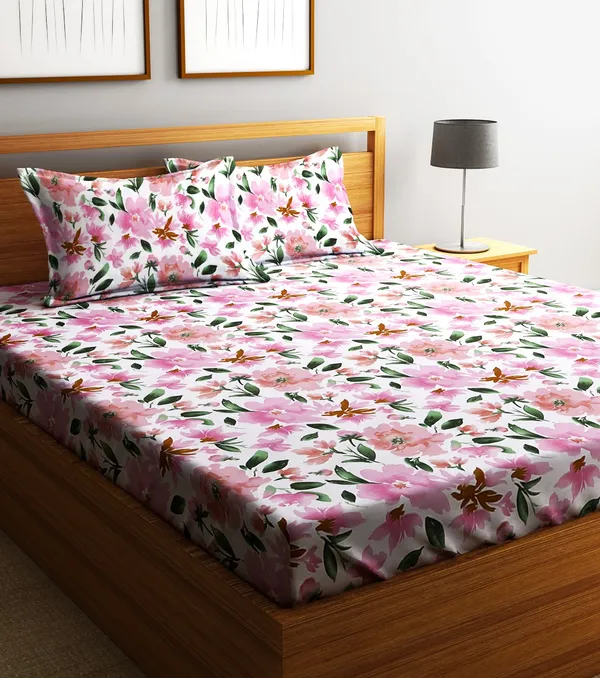 Home_Sizzler_144TC_Pink_Roses_Double_Bedsheet_with_2_King_Size_Pillow_Covers