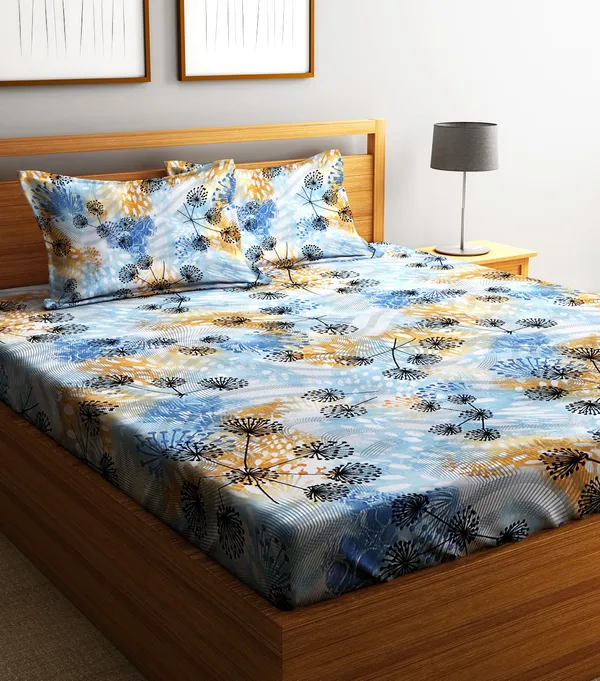 Home_Sizzler_144TC_Floral_Fusion_Double_Bedsheet_with_2_King_Size_Pillow_Covers