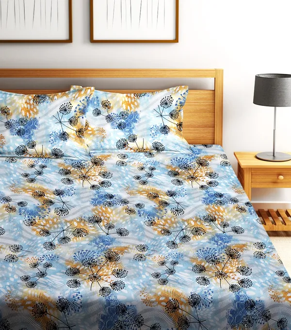 Home_Sizzler_144TC_Floral_Fusion_Double_Bedsheet_with_2_King_Size_Pillow_Covers