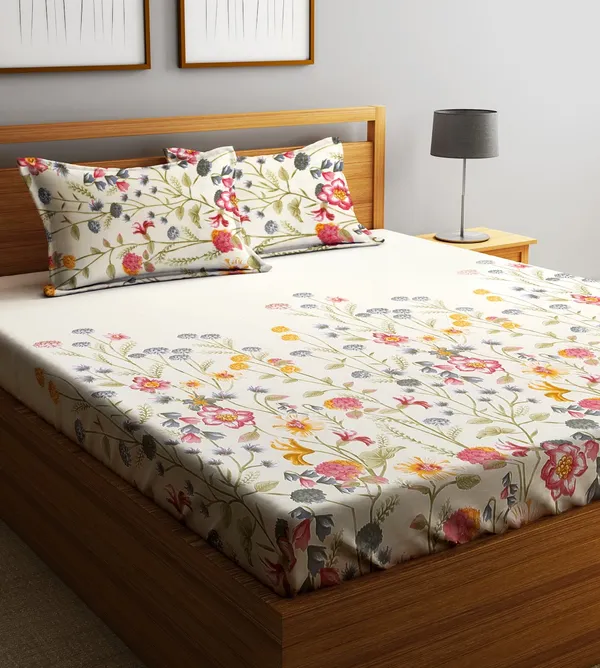 Home_Sizzler_144TC_Garden_Grace_Double_Bedsheet_With_2_King_Size_Pillow_Covers