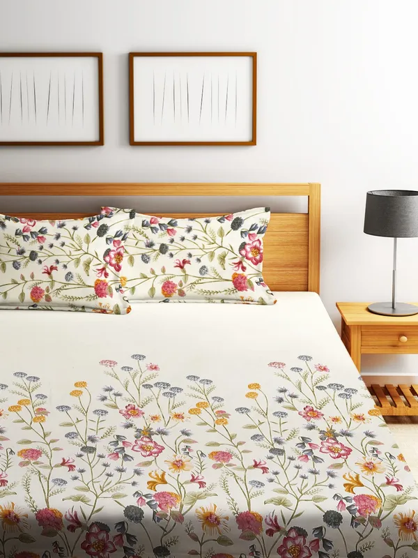 Home_Sizzler_144TC_Garden_Grace_Double_Bedsheet_With_2_King_Size_Pillow_Covers