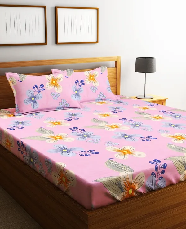 144_TC_Microfibre_Pink_Extra_Large_Double_Bedsheet_(XL)_with_2_King_Size_Pillow_Covers