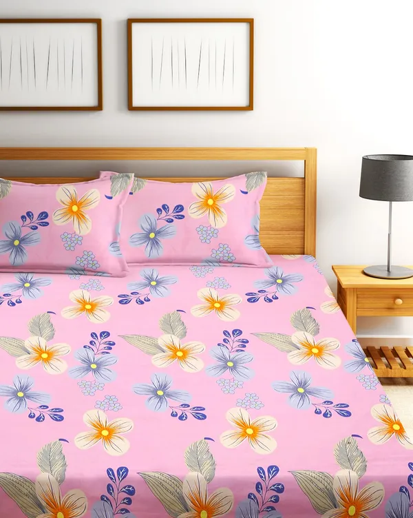 144_TC_Microfibre_Pink_Extra_Large_Double_Bedsheet_(XL)_with_2_King_Size_Pillow_Covers