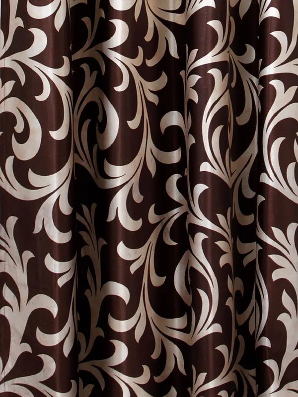 2_Piece_Scroll_Frill_Eyelet_Polyester_Curtain_-_Brown