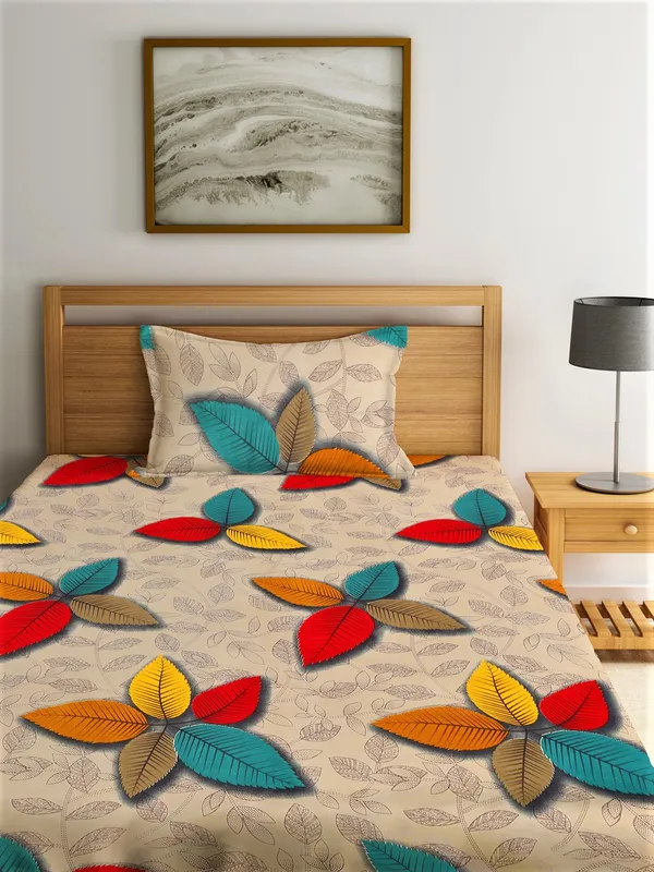 144_TC_Microfibre_3D_Floral_Multi_Single_Bedsheet_with_1_Pillow_Cover