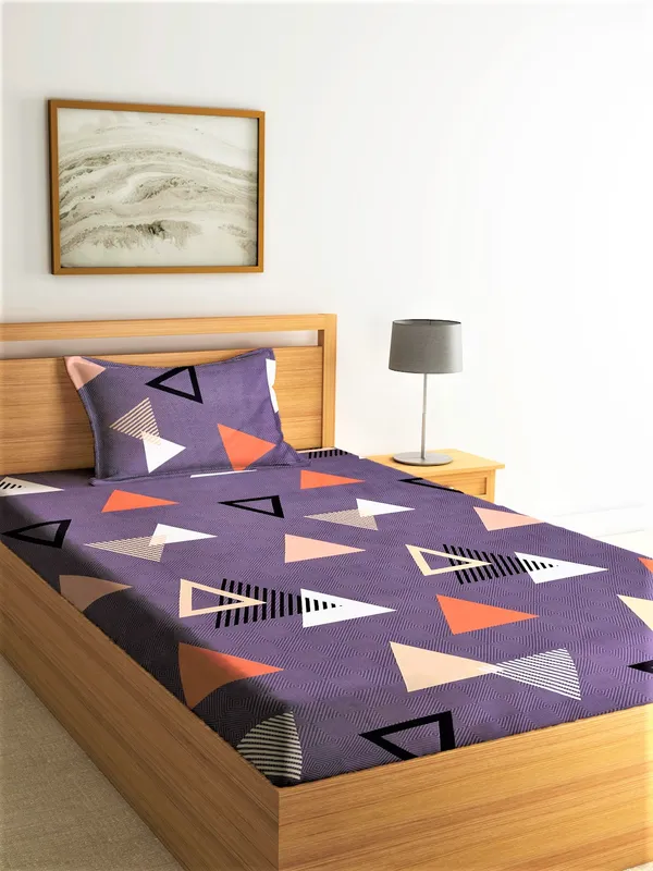 144_TC_Microfibre_Geometric_Grey_Single_Bedsheet_with_1_Pillow_Cover