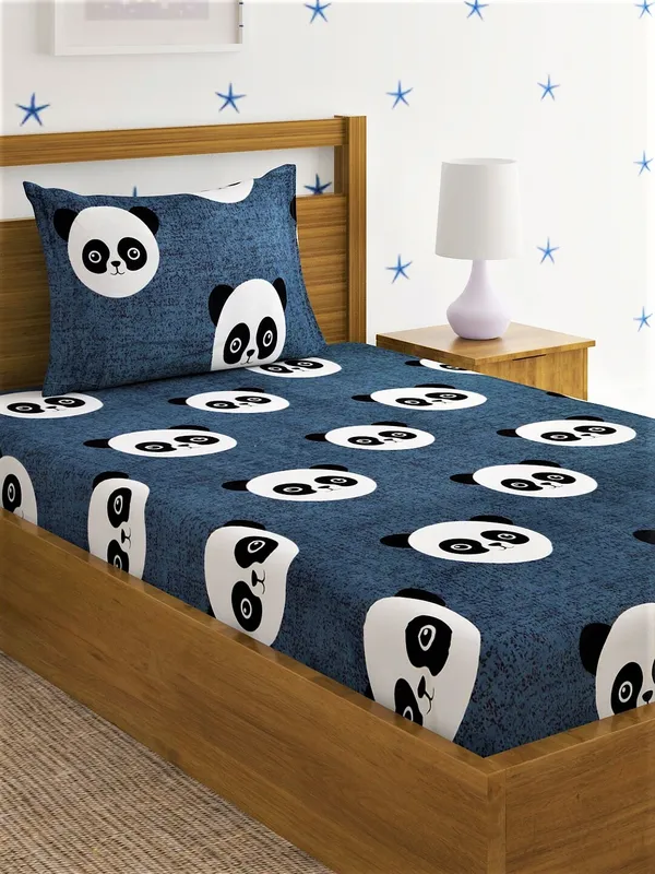 144_TC_Microfibre_Kid's_Panda_Single_Bedsheet_with_1_Pillow_Cover