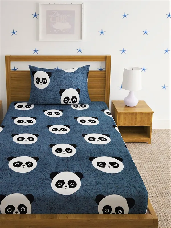 144_TC_Microfibre_Kid's_Panda_Single_Bedsheet_with_1_Pillow_Cover