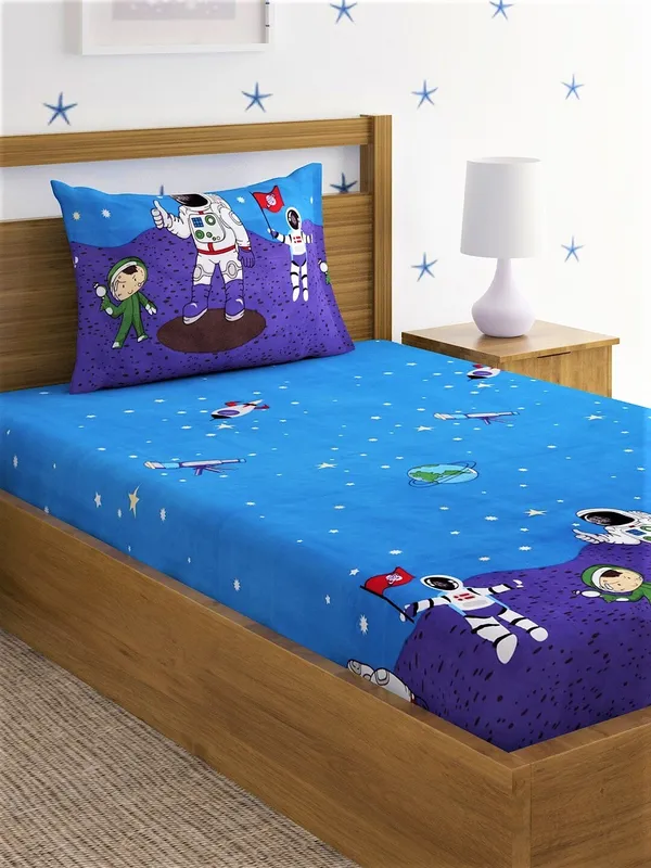 144_TC_Microfibre_Kid's_Space_Single_Bedsheet_with_1_Pillow_Cover