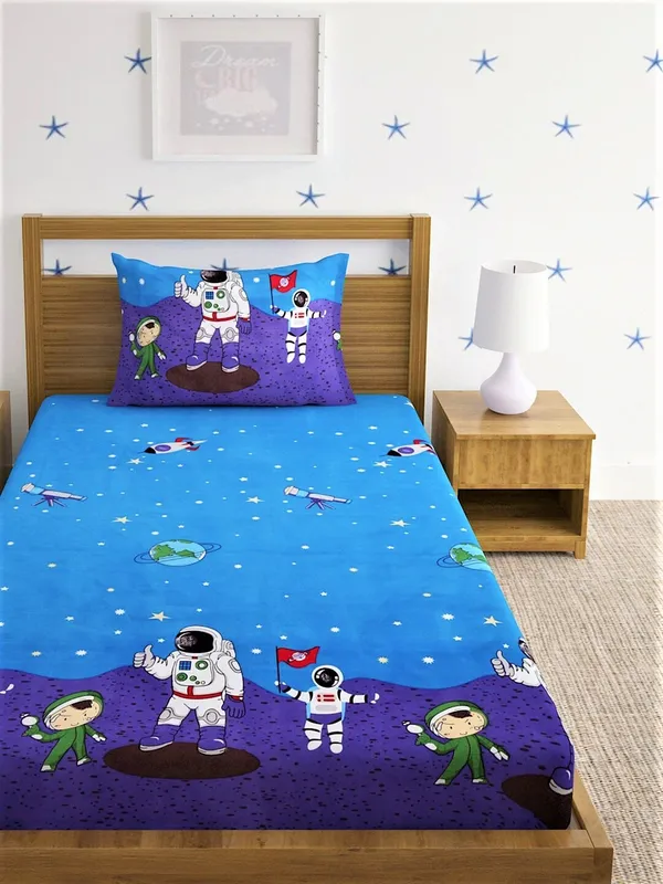 144_TC_Microfibre_Kid's_Space_Single_Bedsheet_with_1_Pillow_Cover
