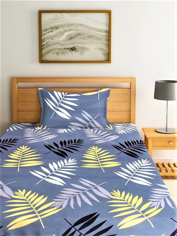 144_TC_Microfibre_Floral_Grey_Single_Bedsheet_with_1_Pillow_Cover