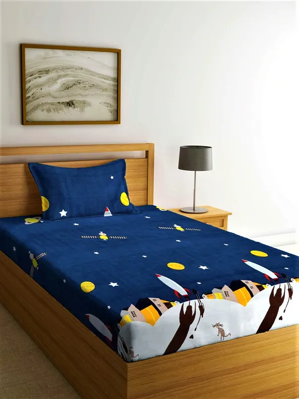 144_TC_Microfibre_Kid's_Galaxy_Single_Bedsheet_With_1_Pillow_Cover