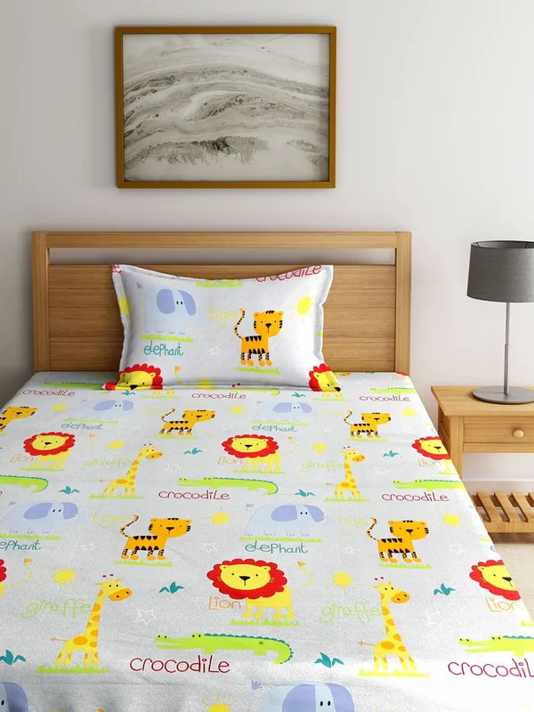 144_TC_Microfibre_Kid's_Animal_Character_Single_Bedsheet_with_1_Pillow_Cover