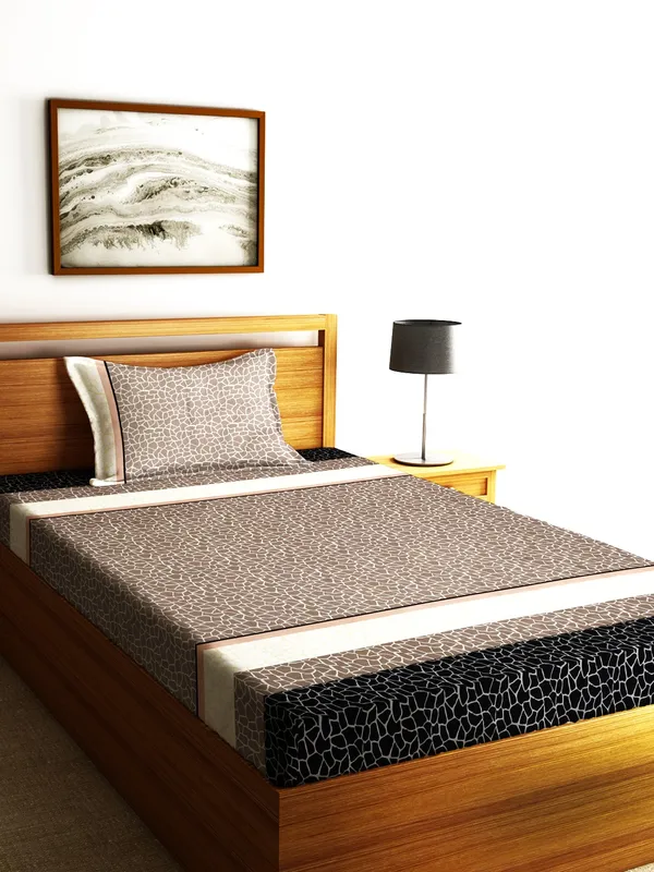 210_TC_Microfibre_Brown_Single_Bedsheet_with_1_Pillow_Cover