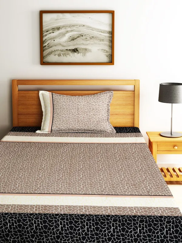 210_TC_Microfibre_Brown_Single_Bedsheet_with_1_Pillow_Cover