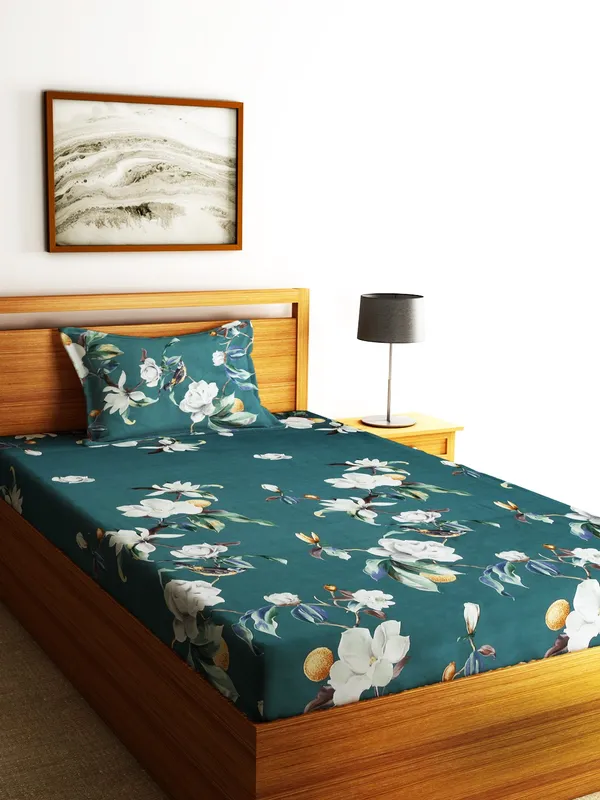 144_TC_Microfibre_Green_Single_Bedsheet_with_1_Pillow_Cover