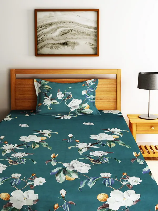 144_TC_Microfibre_Green_Single_Bedsheet_with_1_Pillow_Cover