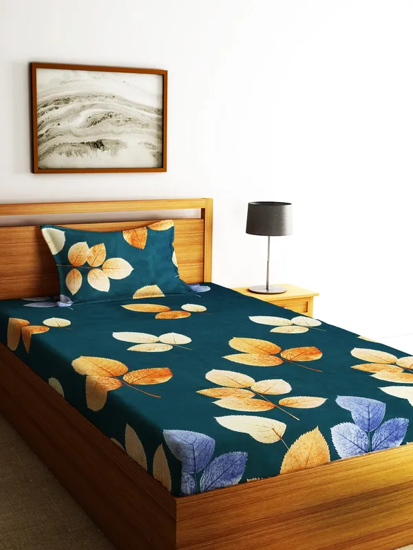 144_TC_Microfibre_Dark_Green_Single_Bedsheet_with_1_Pillow_Cover