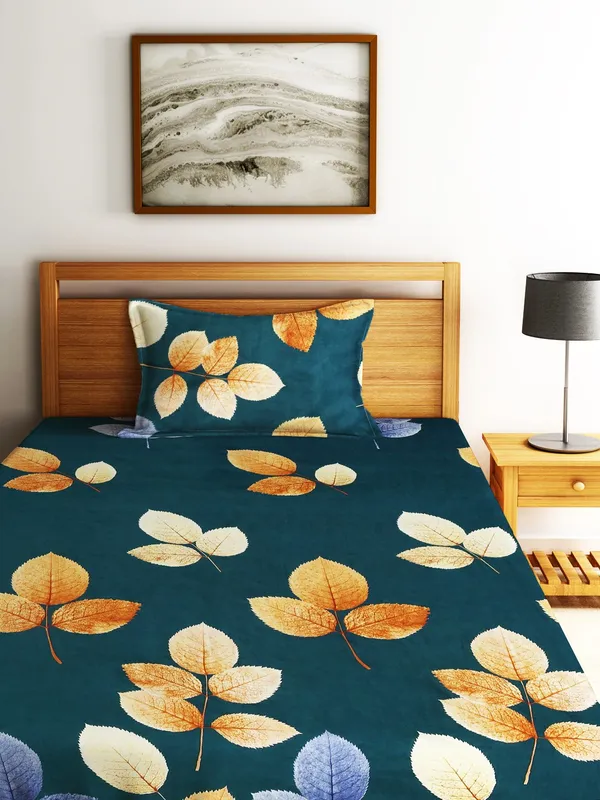 144_TC_Microfibre_Dark_Green_Single_Bedsheet_with_1_Pillow_Cover
