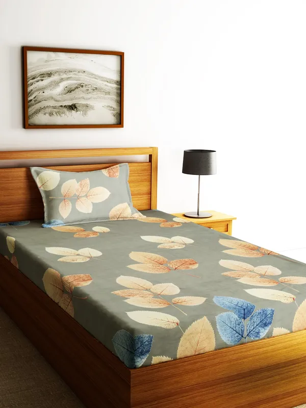 144_TC_Microfibre_Grey_Single_Bedsheet_with_1_Pillow_Cover