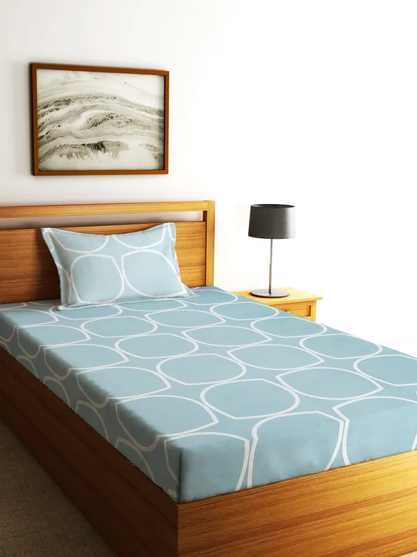 144TC_Geometrical_Grey_Microfibre_Single_Bedsheet_with_1_Pillow_Cover