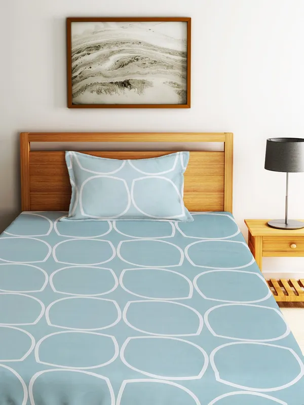 144TC_Geometrical_Grey_Microfibre_Single_Bedsheet_with_1_Pillow_Cover