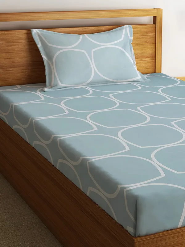 144TC_Geometrical_Grey_Microfibre_Single_Bedsheet_with_1_Pillow_Cover
