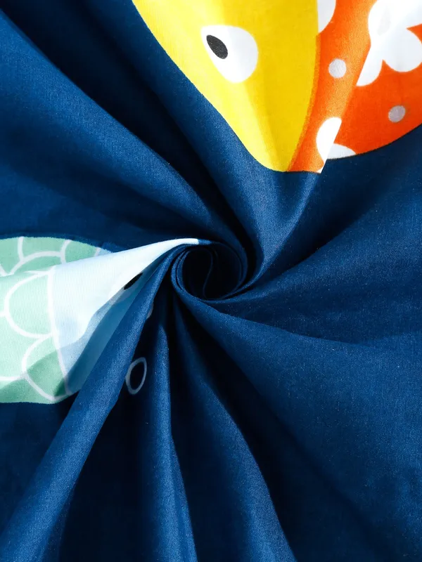144_TC_Microfibre_Kid's_Fishes_Single_Bedsheet_With_1_Pillow_Cover