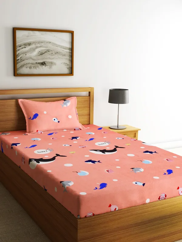 144TC_Kid's_Aquarium_Single_Bedsheet_with_1_Pillow_Cover