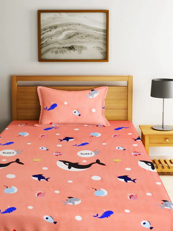 144TC_Kid's_Aquarium_Single_Bedsheet_with_1_Pillow_Cover