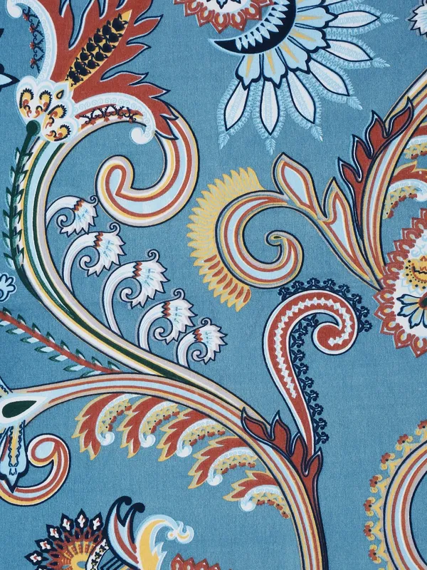 144TC_Artistic_Dreams_Teal_Blue_Double_Bedsheet_with_1_Pillow_Cover