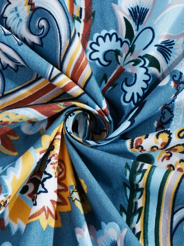 144TC_Artistic_Dreams_Teal_Blue_Double_Bedsheet_with_1_Pillow_Cover