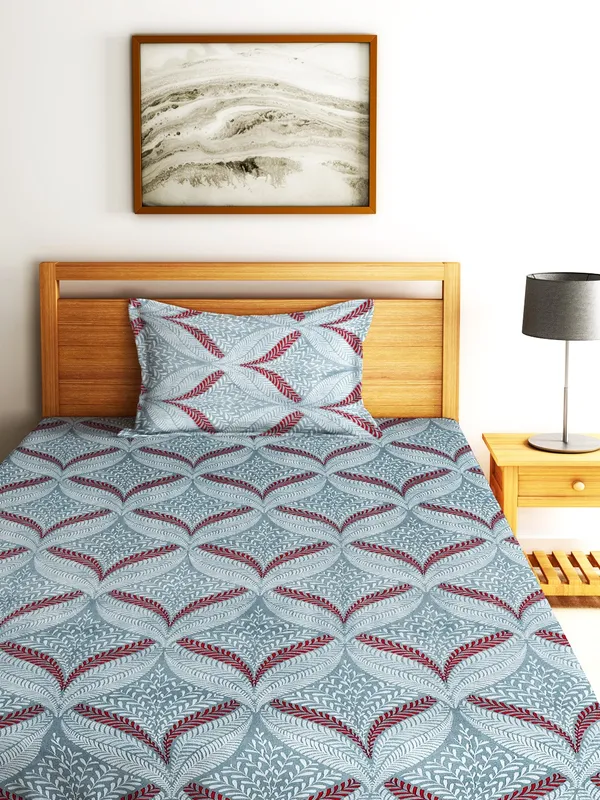 144TC_Vibrant_Vines_Baby_Blue_Double_Bedsheet_with_1_Pillow_Cover