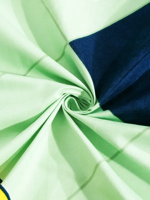 144TC_Colorful_Geometry_Red_&_Green_Double_Bedsheet_with_1_Pillow_Cover