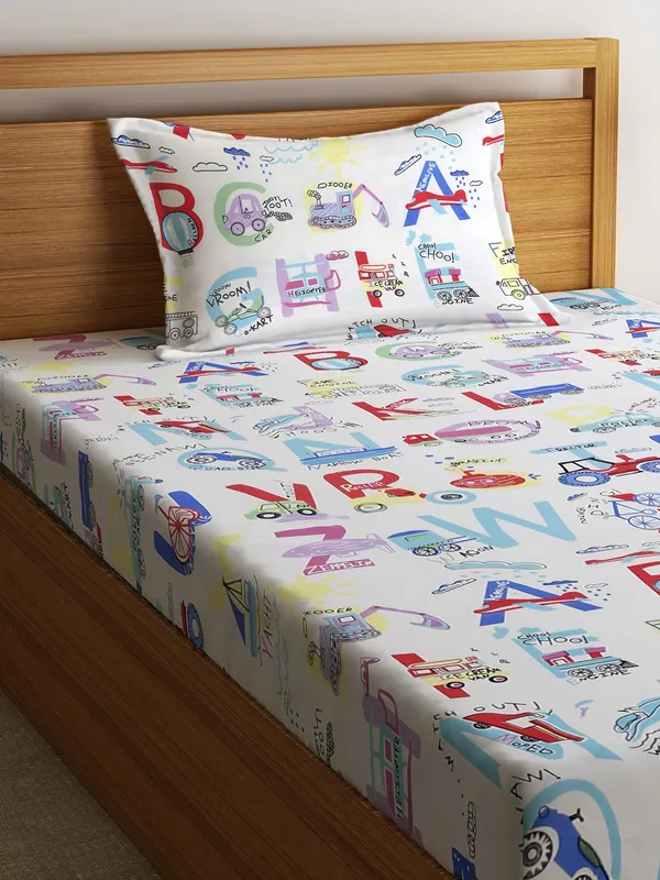Home_Sizzler_144TC_Microfibre_Kid's_Alphabetical_Cartoon_Single_Bedsheet_with_1_Pillow_Cover