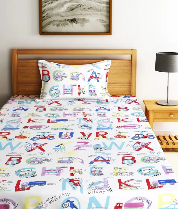 Home_Sizzler_144TC_Microfibre_Kid's_Alphabetical_Cartoon_Single_Bedsheet_with_1_Pillow_Cover