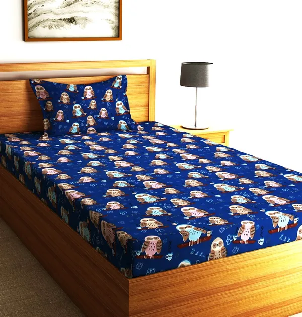 Home_Sizzler_144TC_Microfibre_Kid's_Owl_Single_Bedsheet_with_1_Pillow_Cover